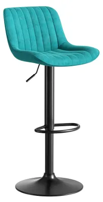 Image de Tabourets de bar - Pivotants avec dossier - Rotation à 360° - Réglables en hauteur - Velours - Structure métallique - Lot de 4 - Vert