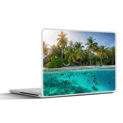 Produktbild von MuchoWow® Laptop Aufkleber Sticker Cover Strand - Meer - Fisch - Insel 36.5x27.5 cm - Laptop-Sticker