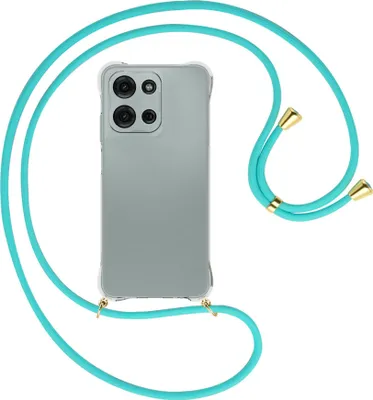 Produktbild von Handykette Backcover-Schutzhülle mit Band (Metall goldfarben) für Motorola Moto G Play 4G (2025) - türkis