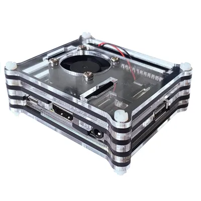 Produktbild von Gehäuse für Raspberry Pi 3 A+ mit Lüfter, stackable, transparent/schwarz