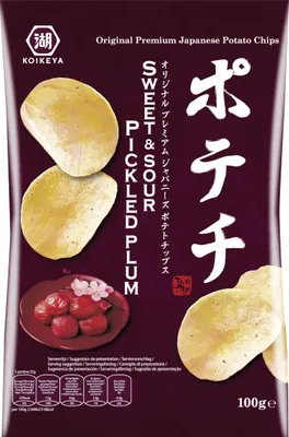 Obrázek produktu pro Bramborové lupínky Koikeya s příchutí octa Umeboshi japonské 100g
