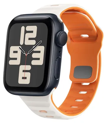 Image de Pour Apple Watch SE 2023 40mm Silicone Conception Structure ondulée Bracelet Beige / Orange