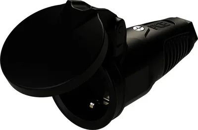 Produktbild von Kupplung Schutzkontaktkupplung Vollgummi mit Klappdeckel 250V IP54 PCE 2522-ss