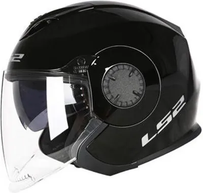 Image de LS2 OF570 Casque double lentille demi-couvert pour femme et homme moto Casque noir brillant XXXL