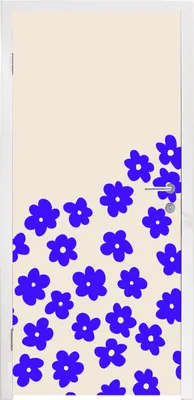 Produktbild von MuchoWow® Türtapete Selbstklebende Türfolie Blume - Blau - Muster 90x235 cm Türposter Türaufkleber Klebefolie Türklebefolie - XXL-Plakaten - Foster für Türen - Aufkleber