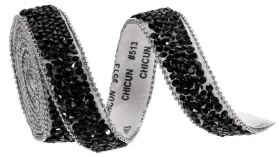 Strass Kristallband 0,91 m x 1,5 cm selbstklebend schwarz