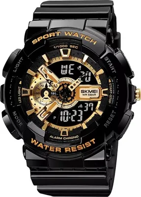Zdjęcie produktu dla Zegarek SKMEI Leon Czarny/Złoty - Męski Sportowy LED KP22406