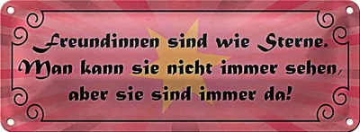 Produktbild von Blechschild Spruch 27x10cm Freundinnen wie Sterne immer da Dekoration