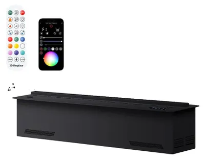 Obrázek produktu pro Parní krb, 3D atomizace, ekologický design, vícebarevný efekt plamene, dálkové ovládání pro vodní páru, 800 mm (31,50 palců), napájení z domácího vodovodu