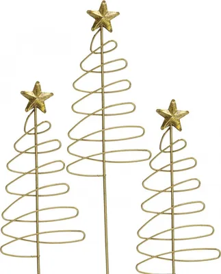 Produktbild von Weihnachtsstecker Tanne Metall Deko gold 30cm 6er Set, 6 Stück