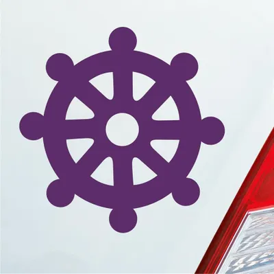 Produktbild von Auto Aufkleber Dharmachakra Buddha Rad Zeichen 10x10 cm Lila Sticker Heckscheibenaufkleber