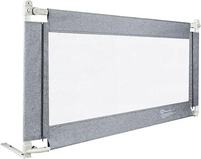 Immagine prodotto di Barriera di sicurezza per letto, sponde per culla con sistema di sollevamento verticale, funzione di protezione dalle cadute, sponde per letto con sistema di ancoraggio rinforzato, colore grigio, 180 cm