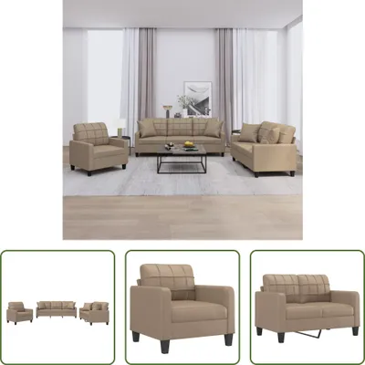 Produktbild von The Living Store 3-tlg. Sofagarnitur mit Kissen Cappuccino-Braun Kunstleder