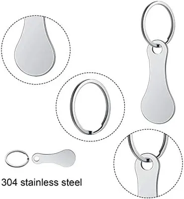 Produktbild von 10pcs Einkaufswagenlöser Metall Einkaufschip Schlüsselanhänger Einkaufswagenlöser Personalisiert Rostfreier Stahl Einkaufswagenchip Utility Gadget für Einkaufswagen (Silber)