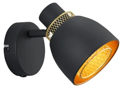 Produktbild von Reality Leuchten Wandleuchte Punch R80811032, Metall Schwarz matt/Goldfarbig, ex