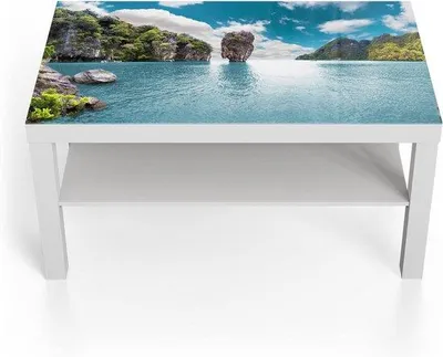 Image de Table d'appoint en verre - Table design - Décoration de salon - Effet 3D en relief - 90 x 50 cm - Blanche à motifs