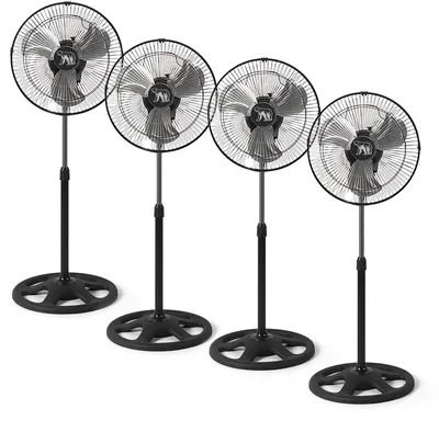Image de Ventilateurs industriels sur pied - 80 W - 3 vitesses - 45 cm - Oscillation de 120° - Hauteur réglable de 100 à 130 cm - Métal