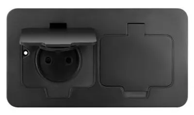 Produktbild von Einbausteckdose mit Abdeckungen, hermetisch abgedichtet, ORNO OR-GM-9047/B, schwarz, IP55