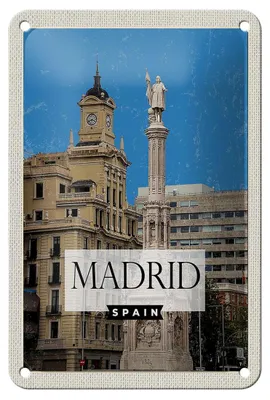 Produktbild von Blechschild Reise 12x18cm Madrid Spanien Panorama Dekoration
