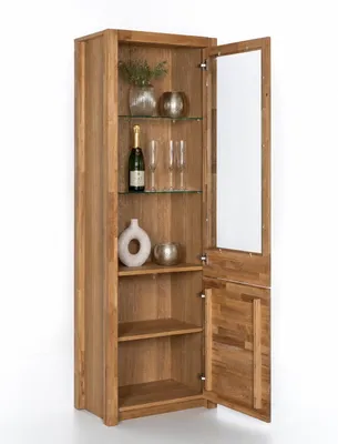 Produktbild von Vitrinenschrank 66x203x40 Glasvitrine Wildeiche geölt #4481
