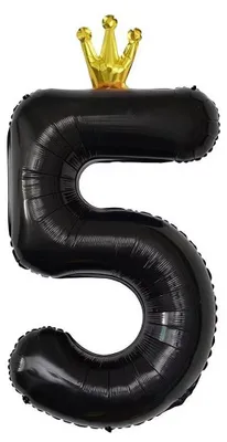 Folienballon Ziffer 5, 101 cm, schwarz, 5 Stück, Partydekoration