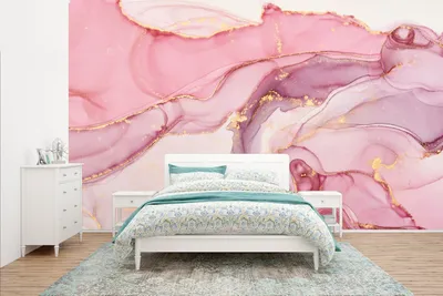 Produktbild von MuchoWow® Fototapete für Wohnzimmer oder Schlafzimmer Wandtapete Vinyl Motivtapete Gold - Marmor - Rosa - 400x240 cm - Gemustert