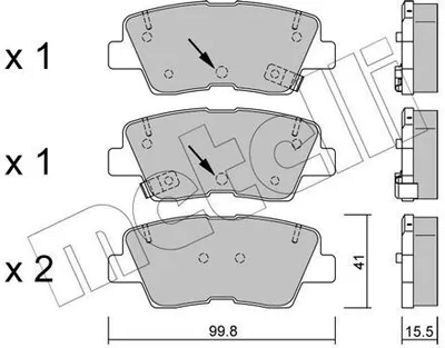 Produktbild von METELLI Bremsbeläge Satz Hinten Bremsklötze für HYUNDAI Tucson (TL, TLE) 22-0886-1