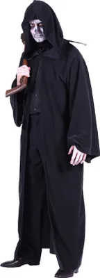 Produktbild von T2727-0100 schwarz Damen Herren Halloween Umhang mit Kapuze ca.150 cm lang
