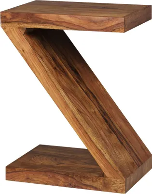 Produktbild von Beistelltisch MUMBAI Massivholz Sheesham Z Cube 59cm hoch Wohnzimmer-Tisch Design braun Landhaus-Stil Couchtisch