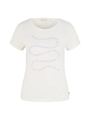 Produktbild von Tom Tailor Wavy Chest Print T-shirt Weiß S Frau Weiß S