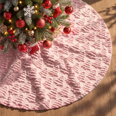 Produktbild von Weihnachtsbaumdecke Weihnachtsbaumrock Christbaumdecke - Rosa - 140 cm - Plüsch Christbaumfuß