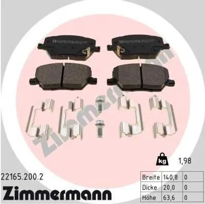 Produktbild von ZIMMERMANN Bremsbeläge Satz Vorne Bremsklötze für JEEP Compass (MP, M6) 22165.200.2