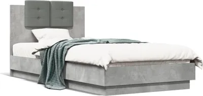 Immagine prodotto di vidaXL Giroletto con testiera grigio cemento 90x190 cm Materiale a base di legno