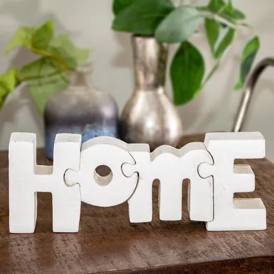 Produktbild von Holzfigur, "Home", Puzzle, Weiß, Dekoration