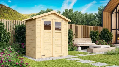 Produktbild von Karibu Gartenhaus Gerätehaus Dahme 0 naturbelassen 180x93x222 cm