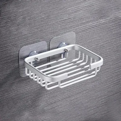 Immagine prodotto di Portasapone da parete in alluminio - Montaggio a parete - Antiscivolo - Salvaspazio - 13x9x3 cm - Resistente alla corrosione