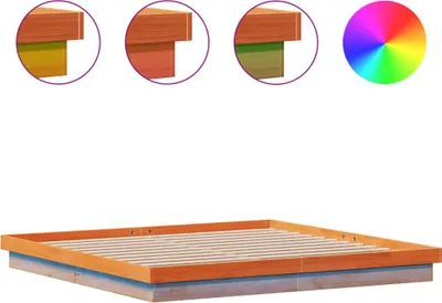 Produktbild von vidaXL Massivholzbett mit LED-Beleuchtung Wachsbraun 200x200 cm Kiefer