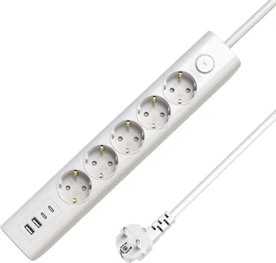 Image de MicroConnect 5-way USB Schuko Power Strip (MC-GRU00515WS-USB)