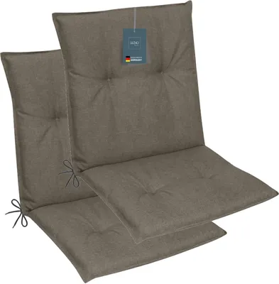 Produktbild von LILENO HOME Gartenstuhl Auflagen als [2er Set - Niedriglehner] in Taupe - bequeme Liegen als Sitzauflagen für Gartenmöbel - Stuhlkissen für Gartenstühle und Klappstühle MAR