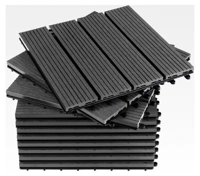 Produktbild von WPC Fliesen 30 x 30 cm 22 Stück / 2m² Grau Terrassenfliesen Klicksystem Holzoptik