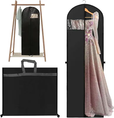 Produktbild von Kleiderbeutel – Lang – 180 x 60 cm – Faltbarer Kleiderbeutel mit Tragegriffen – Kleiderhülle für Brautkleider – Faltbar – Atmungsaktiv