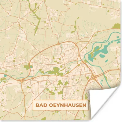 Produktbild von MuchoWow® Poster Karte - Bad Oeynhausen - Karte - Stadtplan - Vintage 50x50 cm - Wohnzimmerdekoration