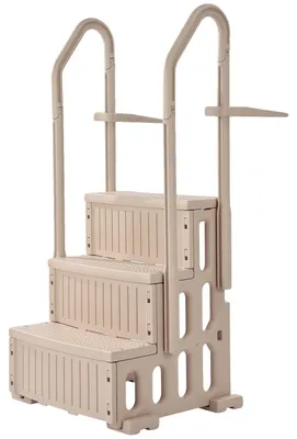 Productafbeelding van VEVOR veiligheidsladder, 3 treden, maximale belasting 180 kg, geschikt voor inbouw- en opzetzwembaden van 36-40 inch en elk terras