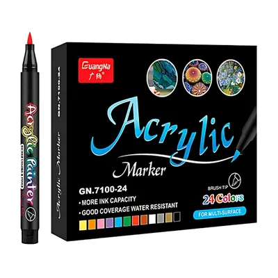 Image de Marqueurs acryliques 24 pièces marqueurs acryliques résistants à l'eau pour papier, bois, verre, pierre, céramique 1–3 mm - AcrylicMarkers