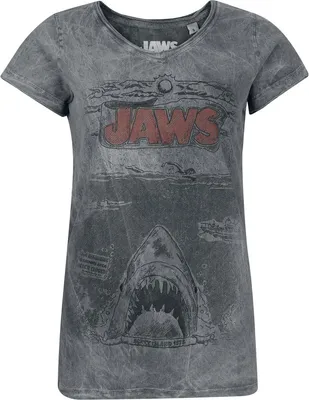 Produktbild von Der weisse Hai T-Shirt Damen Jaws - Comic grau M
