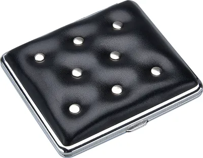 Produktbild von ZIGARETTENETUI Leder Optik mit Nieten aus Metall für 20 Zigaretten Etui Zigarettenbox Zigarettendose Dose Box Case Geschenk 26 (Schwarz)