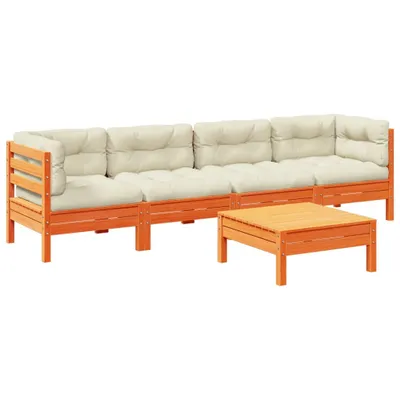 Produktbild von Möbel 5-tlg. Garten-Sofagarnitur mit Kissen Wachsbraun Kiefernholz - Gartenmöbelset 3299283