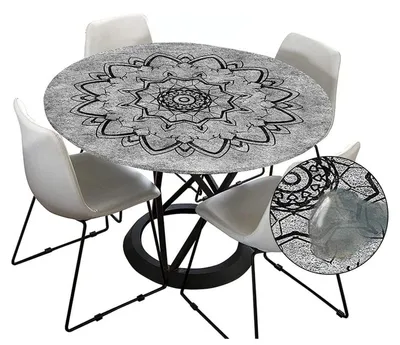 Produktbild von Tischdecke Outdoor Rund 150 cm Anthrazit Abwaschbar Wasserabweisend Lotuseffekt Elastisch