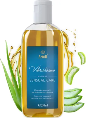 Produktbild von Vibratissimo Sensual Care 250 ml Massageöl - Pflegend mit Aloe Vera - Beruhigend, Feuchtigkeitsspendend, HautPflege & Gleitöl
