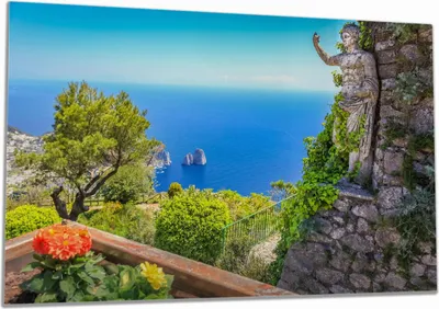 Produktbild von Wallario Herdabdeckplatte aus Glas, Größe 80 x 52 cm 1-teilig, Motiv Mediterraner Ausblick